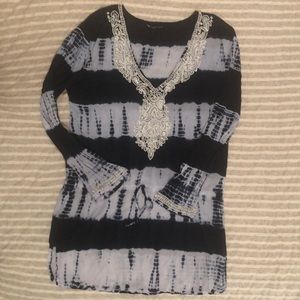 Beading tie dye beach cover up